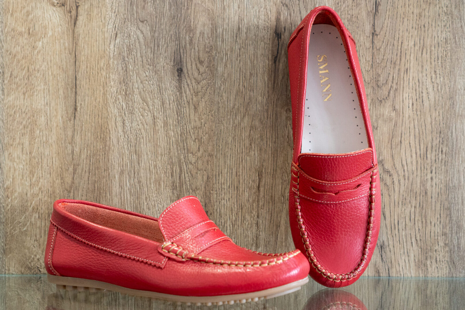 mocassins femme rouge